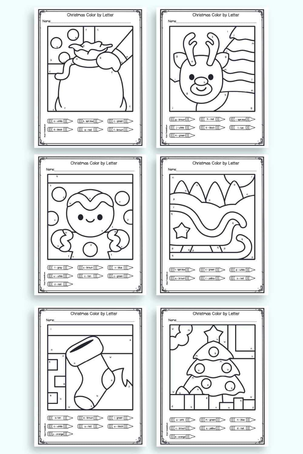 free printable colorletter christmas worksheets - the artisan life